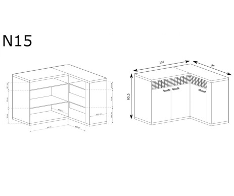 NATURAL N15 komoda rohová