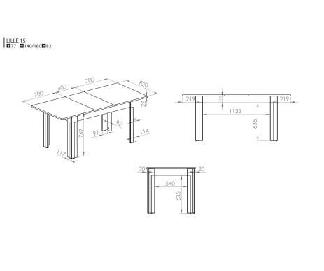 Jedálensky stôl rozkladací LILLE 15  140-180